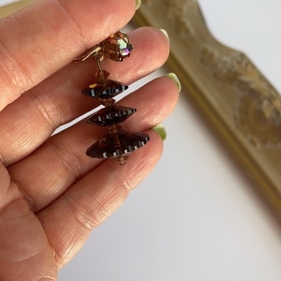 Flying Saucers AB Crystals Glass Disc Earrings - Picture 5 of 16